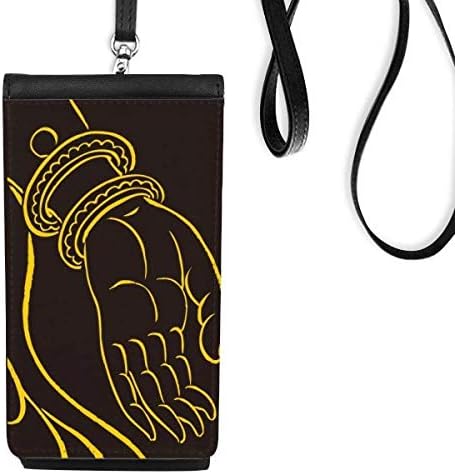 Култура црна жолта рачна шема Телефонска чанта што виси мобилна торбичка со црн џеб
