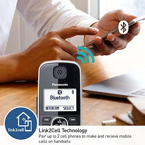 Panasonic Link2Cell Bluetooth DECT 6.0 Проширлив Безжичен Телефонски Систем Со Телефонска Секретарка И Подобрено Намалување