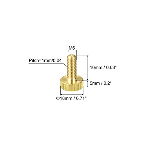 uxcell Завртки За Палецот, M6x16mm Рамни Месинг Завртки 18mm Dia. Зафат Копчиња Сврзувачки Елементи ЗА КОМПЈУТЕР, Електронски, Механички 5