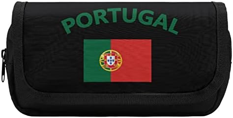 Португалско знаме молив случај со два големи прегради џеб голем капацитет торбичка торбичка за молив за училишни тинејџери возрасни