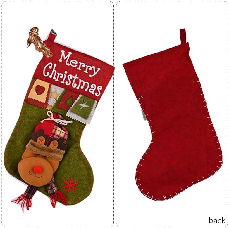 Агради 3 пакет Големи Божиќни чорапи Декорација Снежен човек, Дедо Мраз, Класични Божиќни чорапи и ирваси се погодни за Божиќни украси