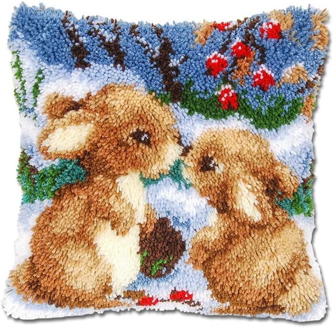 Зајак, кукави куки комплети перница зајаче, капчиња од предиво од пред-печатена перница за перници, кука и комплет за заклучување