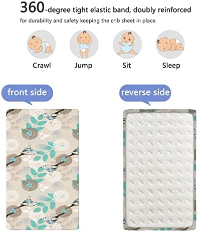 Гроздобер тематски вграден креветче за креветчиња, стандарден душек за креветчиња, вграден лист мек и истегнување на чаршафи со креветчиња