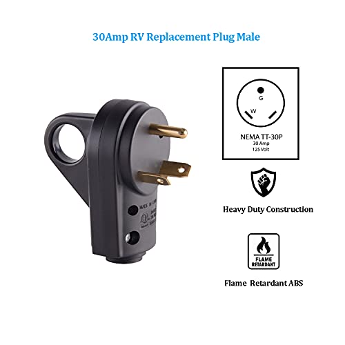 Veepeak 30 Amp RV Plug MALE MALE замена TT-30P Електричен конектор за електрична енергија и 30 AMP RV Surge Protector со анализатор на кола