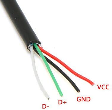 90 степени лево под агол USB 2.0 од типот машки до 4 жици отворен кабел за DIY OEM црна боја 50см