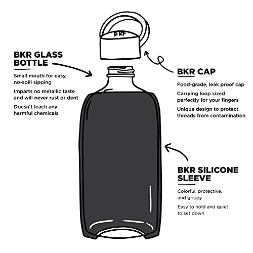 BKR Мал мазен млаз - 16oz/500ml - стаклено шише со вода - млаз црно -за патување, торба, салата - безбеден машина за миење садови -