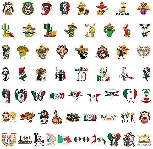 Мексико народни налепници за народни обичај, 60 парчиња, естетски винил водоотпорни решенија, налепници за хидро колба, лаптоп, шише