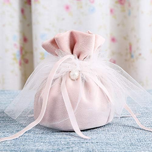 Кесјоо 3 парчиња Розова Торба За Накит Торбички За Подароци За Бонбони Торбички За Чување Кадифен Мрежест Торбичка За Пакување