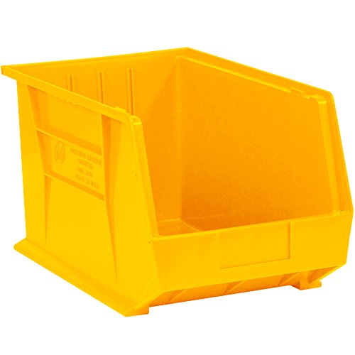 Контејнери за отпадоци за пластични магацини со пластични магацини, 16 x 11 x 8 инчи, жолта, пакет од 4, за организирање домови, канцеларии, гаражи