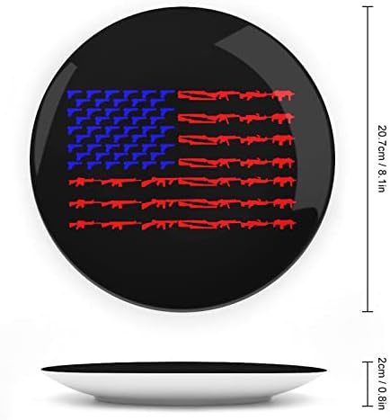 Американско знаме со знаме со знаме Декоративна чинија тркалезни керамички плочи со приказ за свадбени украси за домашни канцеларии