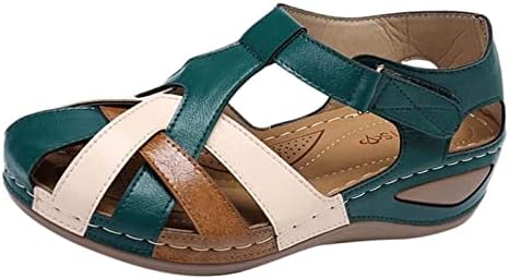 Виквик ги затвори сандалите за пети за жени ортопедски клинови сандали шупнат платформа Бохемија гладијатор сандали облечени летни