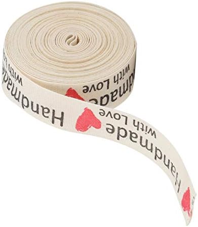 5 јарди памучна лента, ширина од 1,5 см ширина природна памучна рака изработена лента со ленти со ленти Подарок за пакет, пакет,