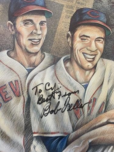 Боб Фелер Кливленд Индијци 17х22 ”Потпишан постер w/холограм - автограмирани фотографии од MLB