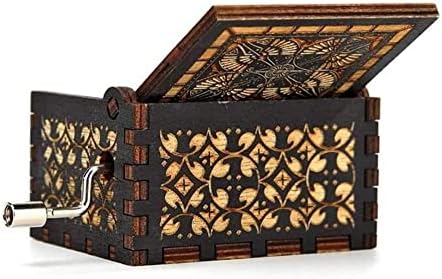 Музичка кутија за диносаурус Ryshaa Dinosaur Toy Wood Hand Crank, врежана гроздобер дрвен музички кутија роденден Ноќта на вештерките