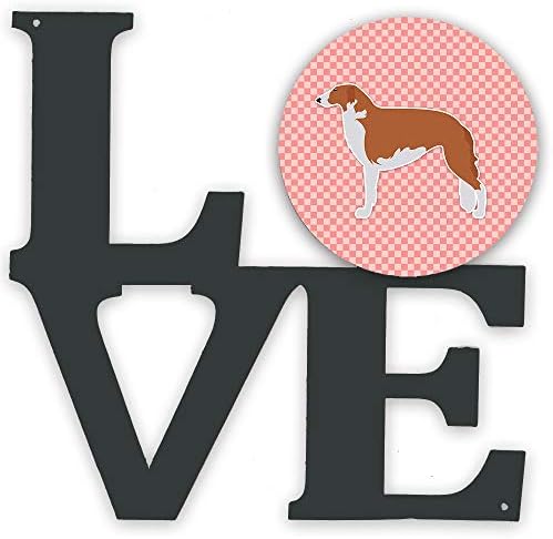 Богатствата на каролина BB3599WALV Borzoi руски Greyhound Шаховска Табла Розова Метал Ѕид Уметнички Дела Љубов,