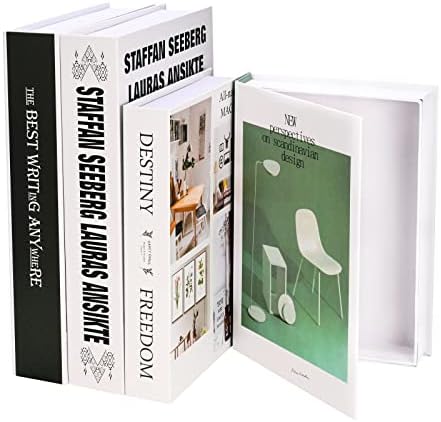 Декоративни книги Сет од 4 модни хард-порта за лажни кутии за книги за кафе, полици за полици за книги, приказ модни факс книги