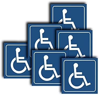 Налепница за поплаки за премиум хендикеп АДА [Пакет од 6] - Винил хендикеп достапна налепница идеална за лице со инвалидска количка