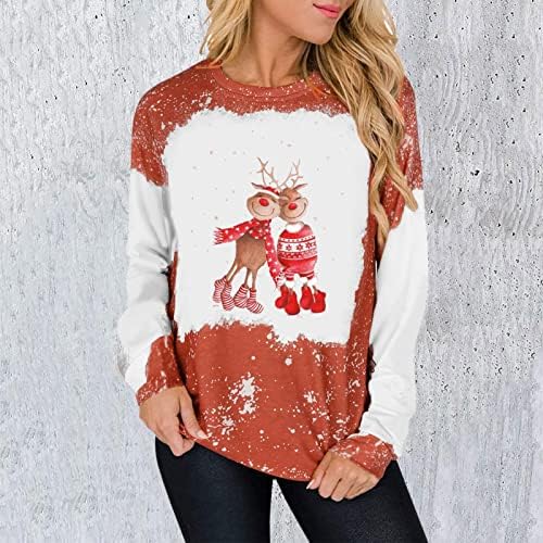 Божиќни џемпери за жени Божиќ печати за печатење во боја на кукавички џемперки за џвакање преголеми жени паѓаат врвови