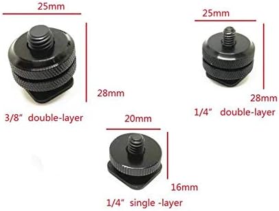 Chiloskit 3PCS 1/4 -20 и 3/8 Камера за статив за статив за да трепкате адаптер за адаптер за монтирање на топол чевли DSLR адаптер
