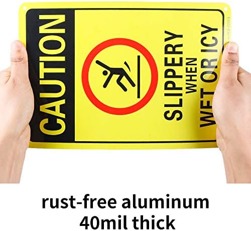 2 Пакувајте ја претпазливоста кога е влажен или леден знак, 10 x 7 .04 алуминиумски знак без 'рѓа без алуминиум-УВ заштитен и
