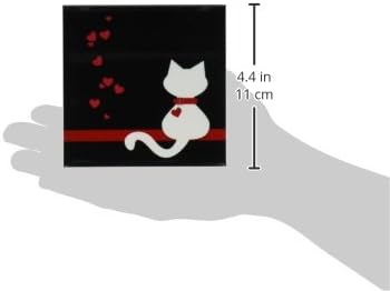 3dRose cst_164792_3 Љубители На Миленичиња Црвени Срца Бела Мачка Мачка-Керамички Плочки Подлоги, Сет од 4