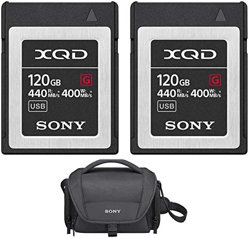 Sony QD-G120F Професионални XQD G-Серија 120gb Мемориска Картичка 2 Пакет Пакет Пакет Со Sony Мека Торбичка За Носење За Сајбер-Снимки