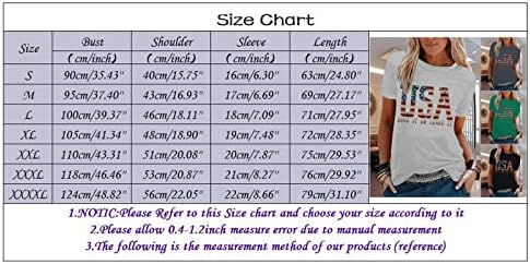 Маици за жени случајни летни жени случајни денот на независноста на Денот на независно знаме, маица со кратки ракави кошула лабава блуза