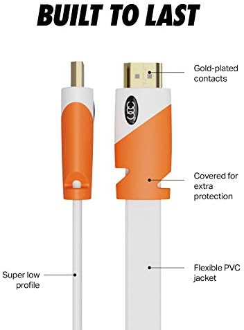 Ултра Јасност Кабли Рамен HDMI Кабел 35 стапки - Голема Брзина Hdmi Кабел-Поддржува, 4k Видео, 3D, 2160p-HDMI Најнов Стандард-CL3 Оценет -