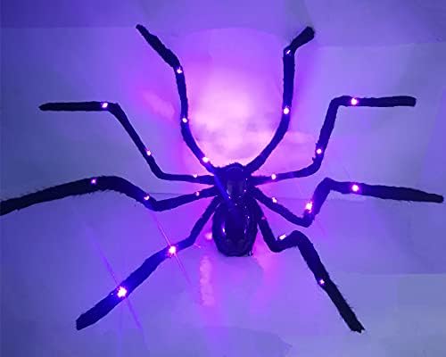 Smarta Ноќта на вештерките пајак декор 50 виолетова светлина црна влакнеста гогант за забави украси на отворено во дворот