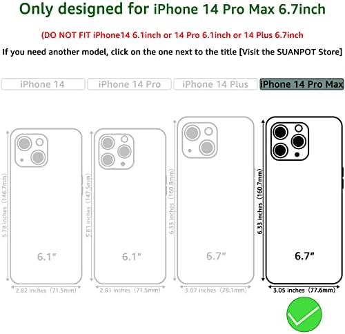 SUANPOT за iPhone 14 Pro Max 6.7 паричник случај СО Рфид Блокирање Кредитна Картичка Носителот, Flip Книга СТП Кожа телефон случај