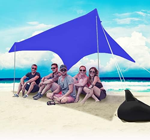 Шант за засолниште на Шатор на плажа од Отентик, UPF50+ Поп -плажа Сонцето Сенка сенка на сенка w/Сидра и столбови за стабилност, големи 9