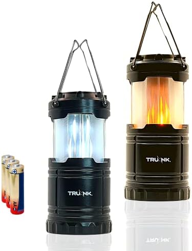 Truhnk® Dual Mode Portable LED камп за кампување - светло бело и пламен светлосни батерии за испади на електрична енергија - светла