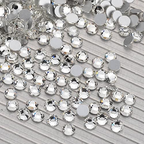 Queenbox 4.8mm 1440pcs Clear Rhinestones Flatback, лепак фиксирајте ги скапоцените камења со дијаманти за занаетчиска облека