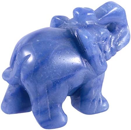Mookaitedecor Blue Aventurine Crystal Elephant Statue stumed скулптура џебни камени фигурини занаети за занаети 1.5 инчи