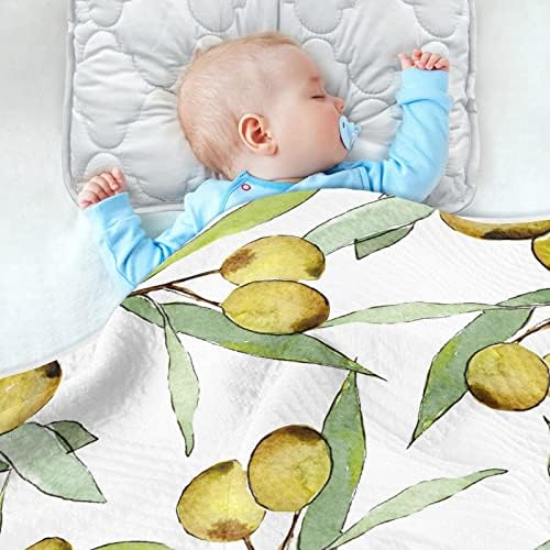 Памучно ќебе со маслиново гранче за новороденчиња, примање ќебе, лесен мек за леб за креветчиња за креветчиња, шетачи, расадници, овошје, 30х40