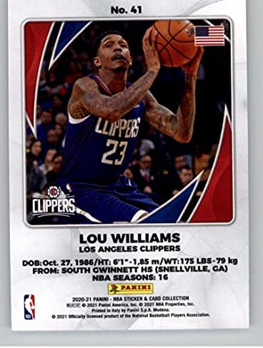 Лу Вилијамс 2020-21 Панини картички C41 NM+ -MT+ NBA кошаркарски клиперс