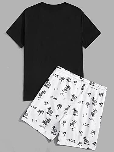 Фиокса облека со две парчиња за мажи мажи Тропски печати и шорцеви за половината за влечење