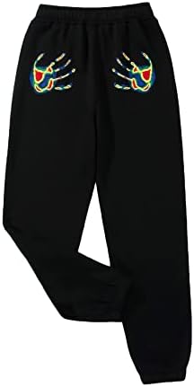 Milumia женски обичен рачен печати џемпери еластични панталони за џогирање на половината