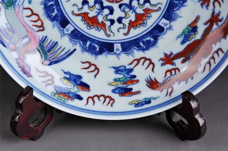 CZDYUF порцеланска плоча Античка порцеланска рака насликана пастелна сина и бела керамичка плоча занаетчиски плочи занаети