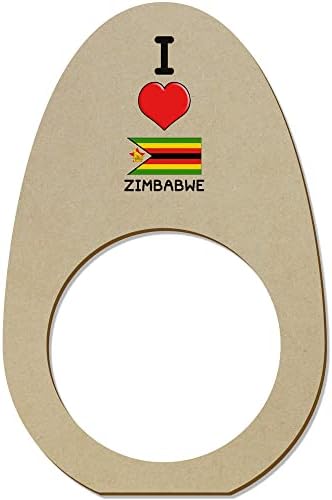 Azeeda 5 x 'Јас ги сакам Zimbabwe' Дрвени прстени/држачи на салфета