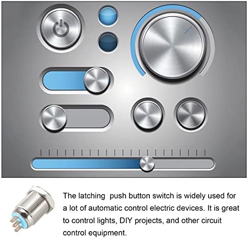 Вклучување на копчето за притискање на копчето 1NO 1NC копчето за заклучување на трката, [за светлосен проект за DIY] - 12мм / сребрен