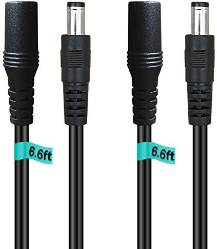 Siocen 【2-Pack】 6ft DC продолжен кабел 5,5 mm x 2,1 mm машки до женски кабел за напојување за CCTV Security Надзор за внатрешна IP Camera