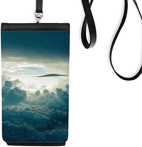 Сиво небо бело облаци уметнички деко подарок моден телефон паричник чанта што виси мобилна торбичка црн џеб
