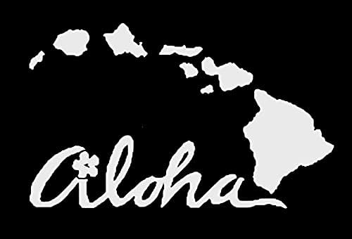 Хаваи Острови Алоха Налепница |Бела | Направена Во САД Со Стап Ова! | Налепница За Прозорци За Автомобили или Камиони, Лаптоп,