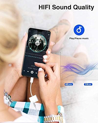 [Apple MFi Сертифициран] Iphone Слушалки Адаптер, 2 Пакет Молња на 3,5 mm Слушалки/Слушалки Aux Аудио + Полнење Џек Адаптер