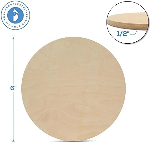 Дрвен круг Диск со дијаметар од 6 инчи, дебелина од 1/2 инчи, иверица од бреза, пакет од 10 недовршени дрвени кругови за занаети од клукајдрва