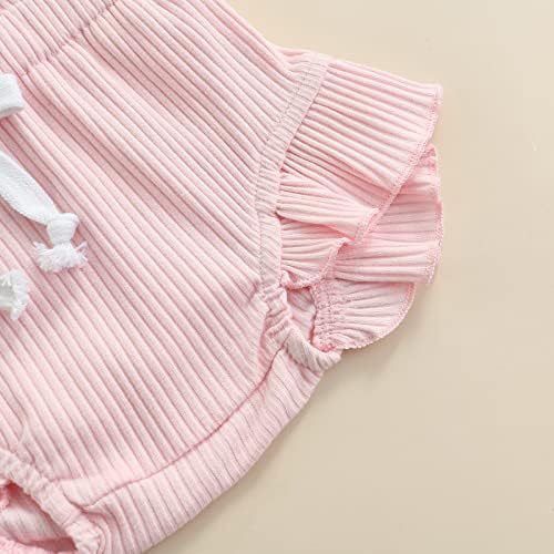 Летни облеки на новороденче девојче летни облеки Руфли Рбебни врвови и шорцеви Поставете симпатична облека за новороденчиња од 2 парчиња