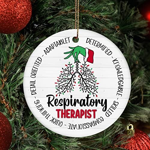Божиќна респираторна терапевт за шаренпарот, респираторна терапија, Божиќни вибрации, медицинска сестра живот, украсен украс 4gqz