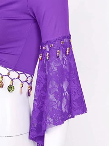 Женски женски стомак танц Шал, индиски стил, чипка на култури, врзани за кардигански танцов костум