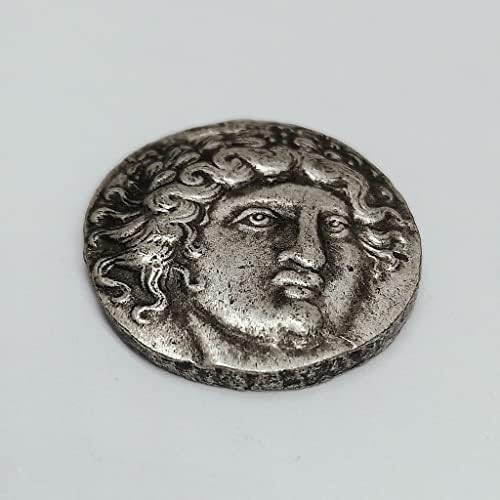 [Чувар На Лав] Аполон, богот На Сонцето, Античка Грчка Сребрена Монета Епска Митологија Класична Ретро Монета